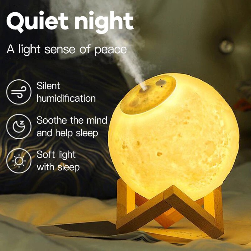 Lampu Pembersih Udara Moon Night Lamp Light Diffuser Lampu Tidur Humidifier Purifier Pembershih Udara